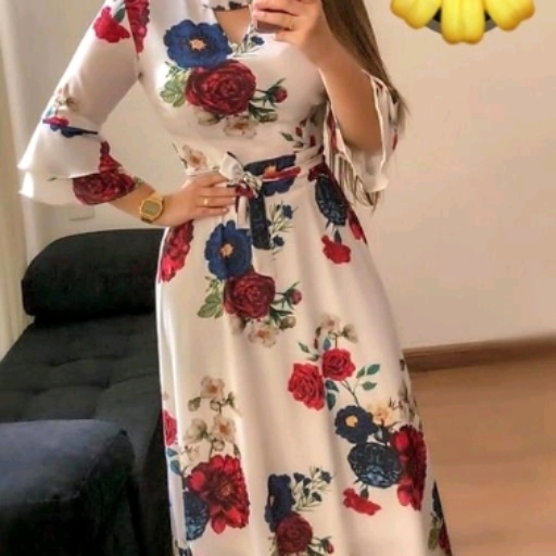 Printed Peach Maxi Crepe Gown