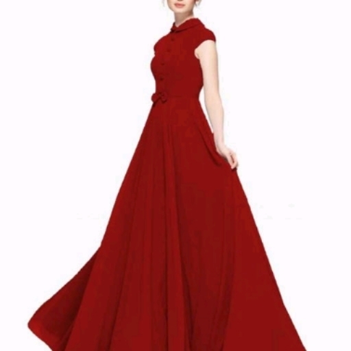 Solid Red Maxi Georgette Dress
