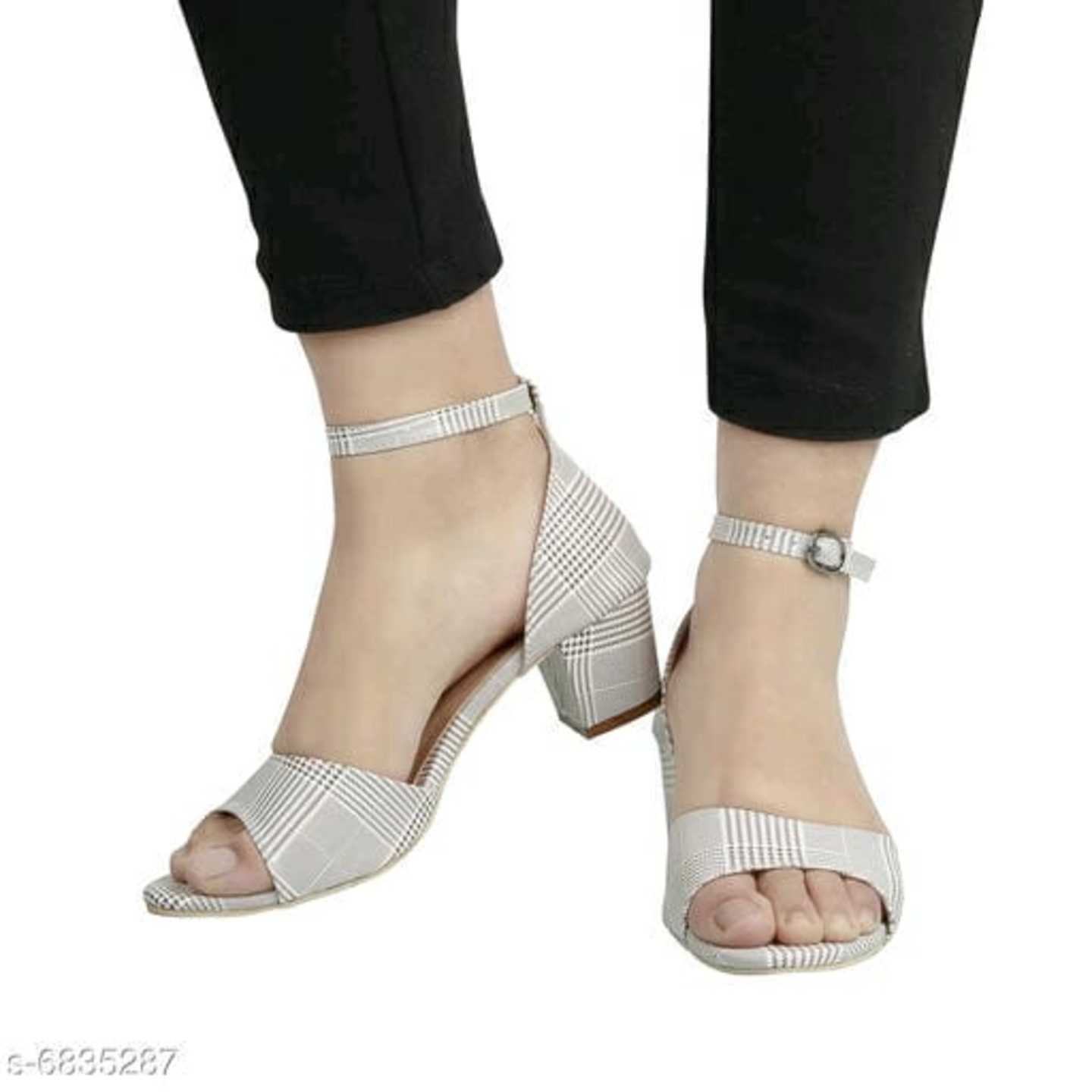 Checkered Block Heels For Women