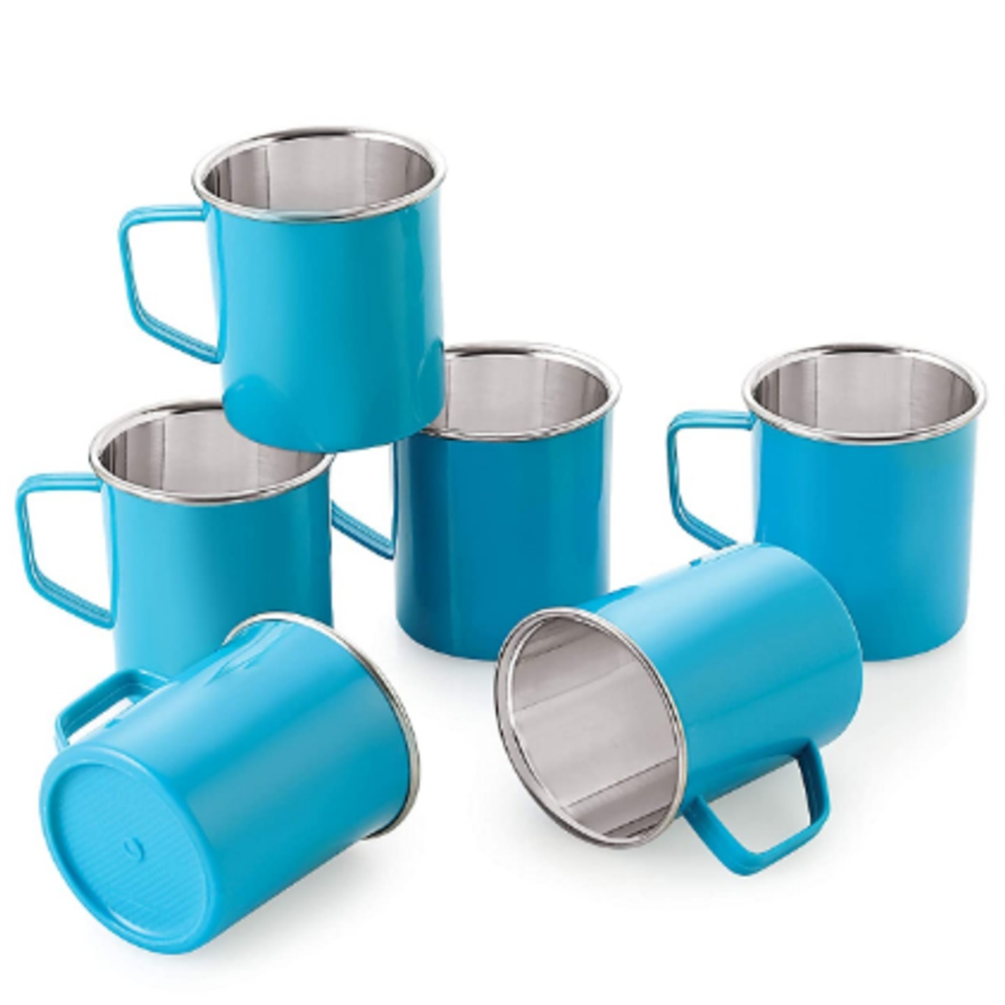 Krish Mug with Outer Poly Propylene Inner Steel Cool-Touch Double Wall Unbreakable Stainless Steel Cup for Coffee and Tea Mug Capacity -170ml,  Set of 6 Pieces
