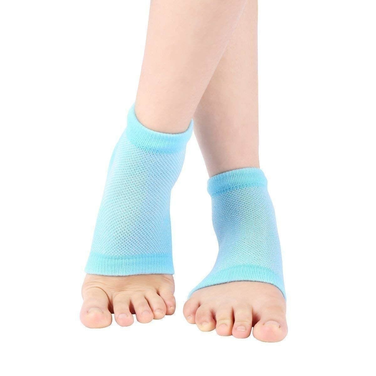 Unisex Silicone Gel Heel Socks with Spa Botanical GelPad Free Size, Blue, 1 Pair
