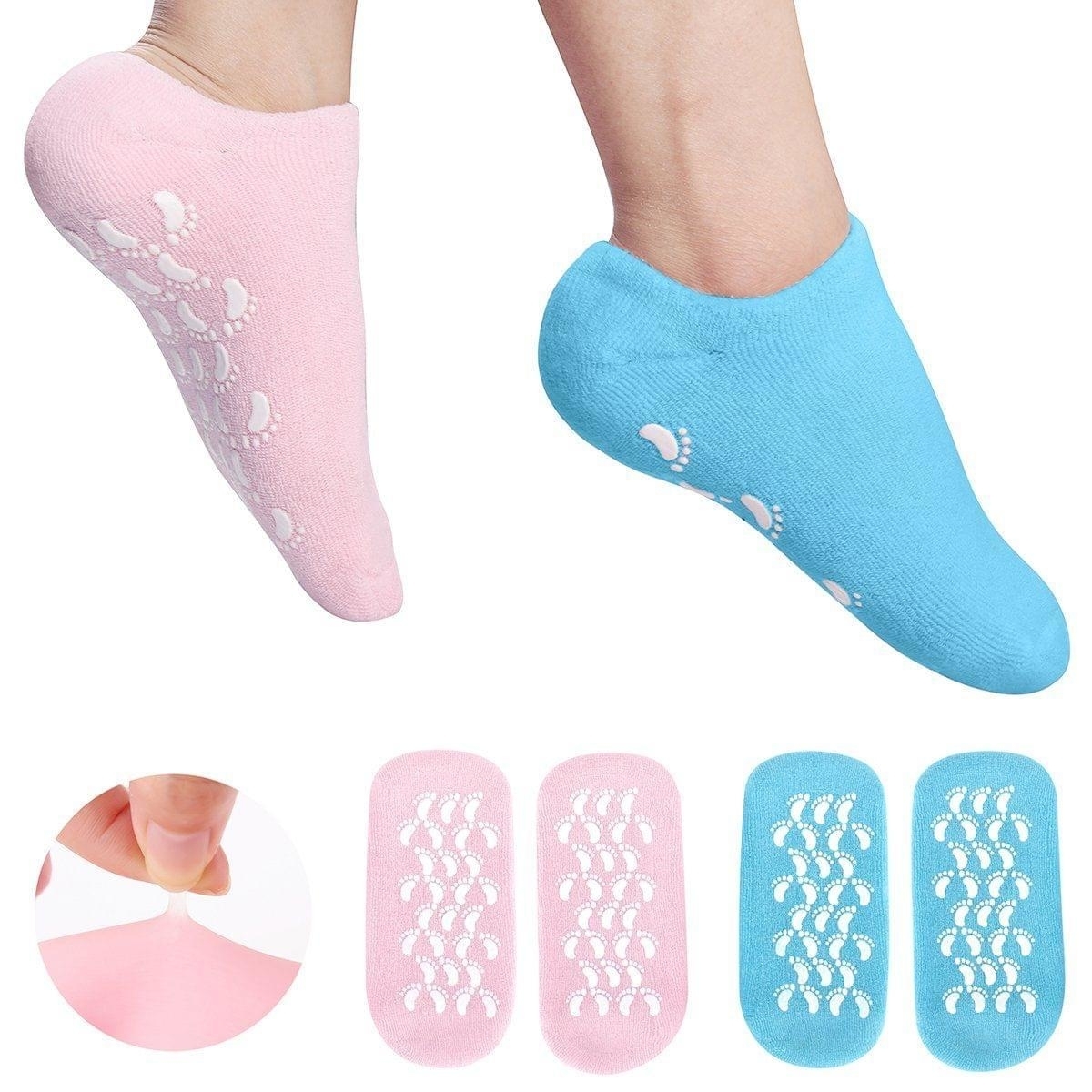 Moisturizing Gel Socks, Ultra-Soft Moisturizing Socks with Spa Quality Helps Repair Dry Cracked Skins and Softens.