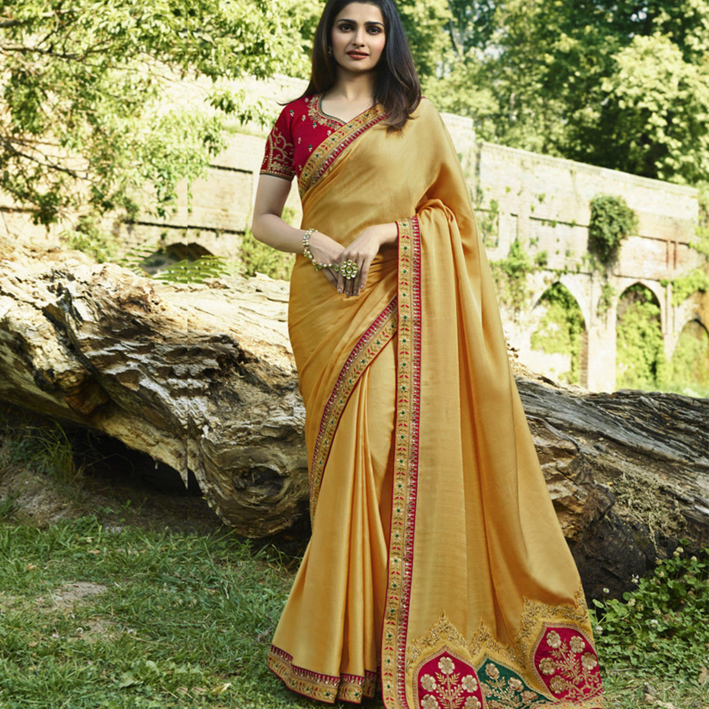 Robe Riche Yellow Color Sana Silk Embroidered Saree 