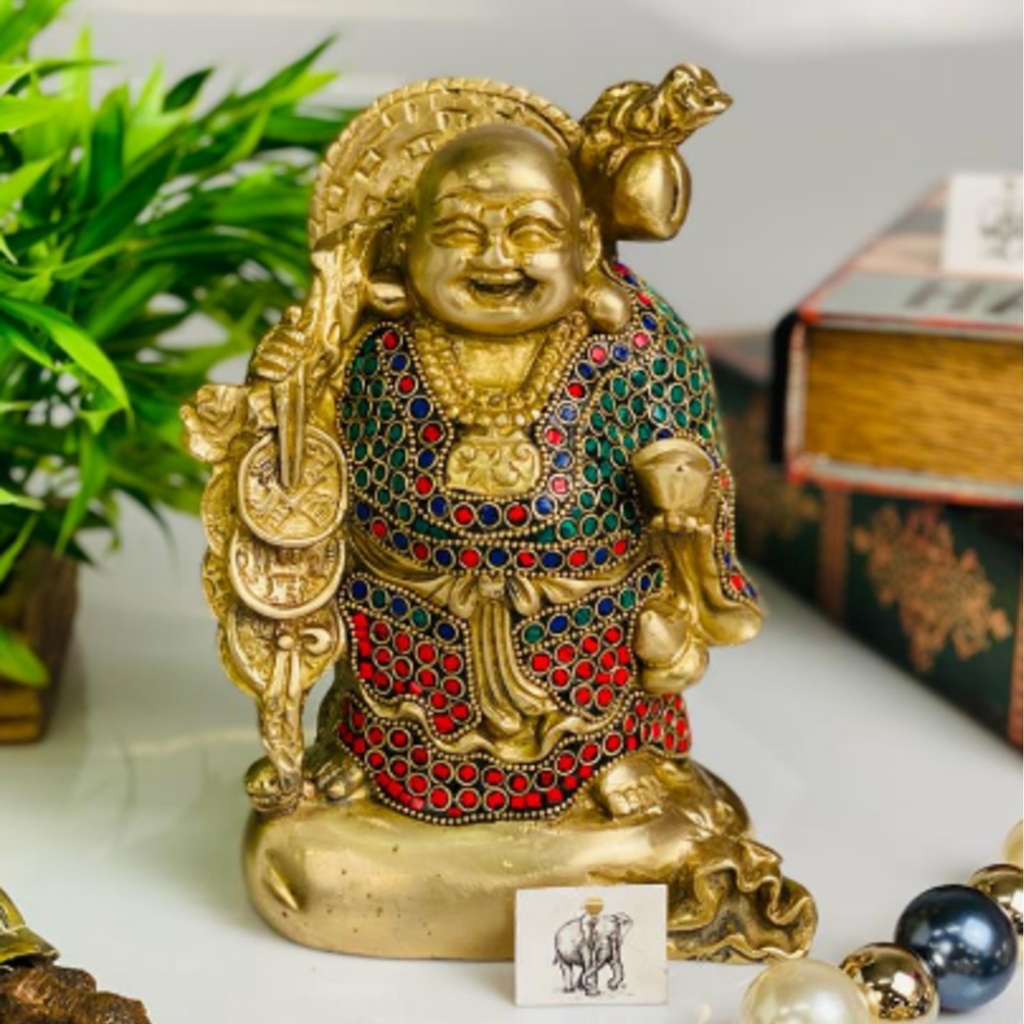 Laughing Buddha, Fine Stone Studded