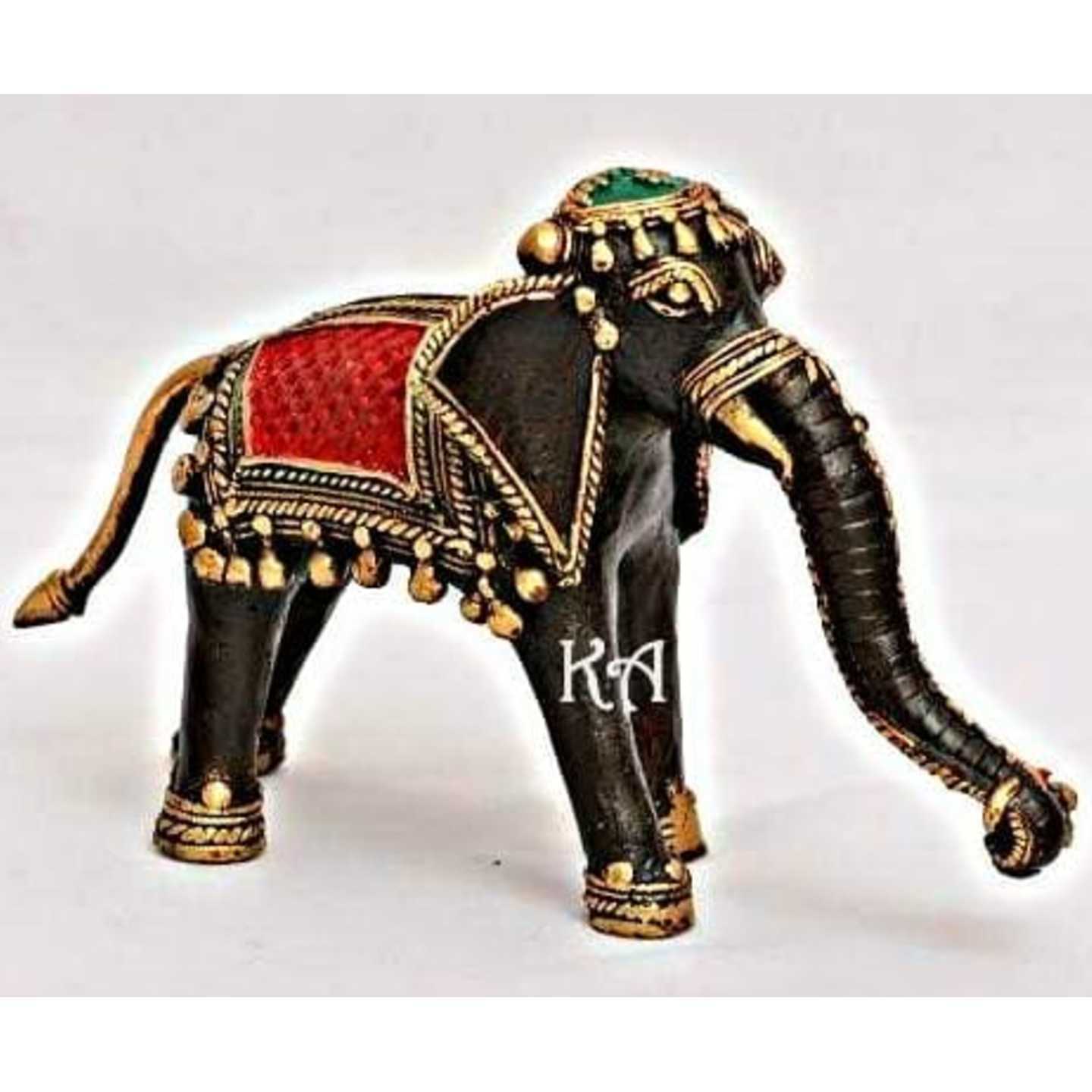Dhokra Art Brass Elephant With Antique finishing.