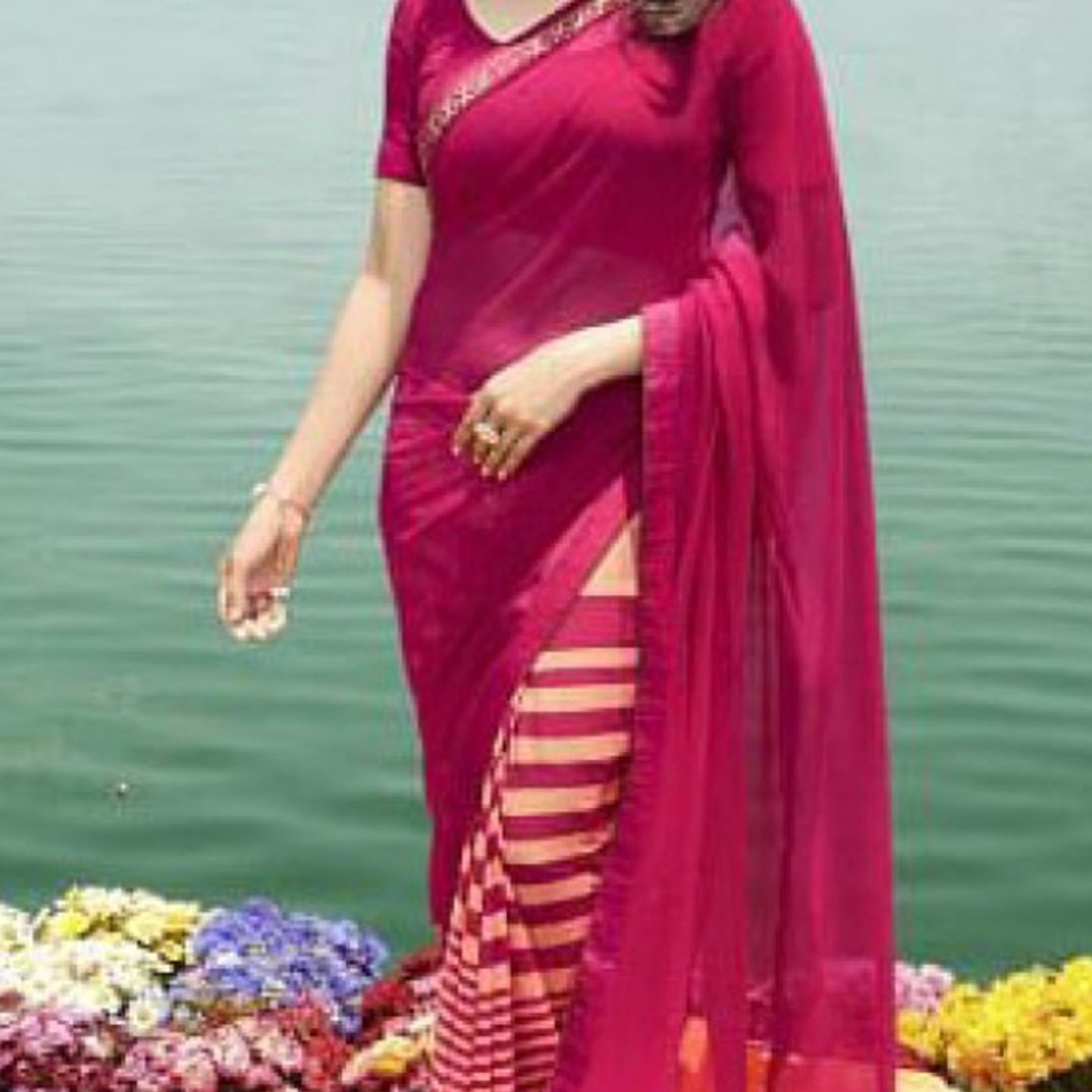 Robe Riche Multi Colored Color Georgette Printed Saree