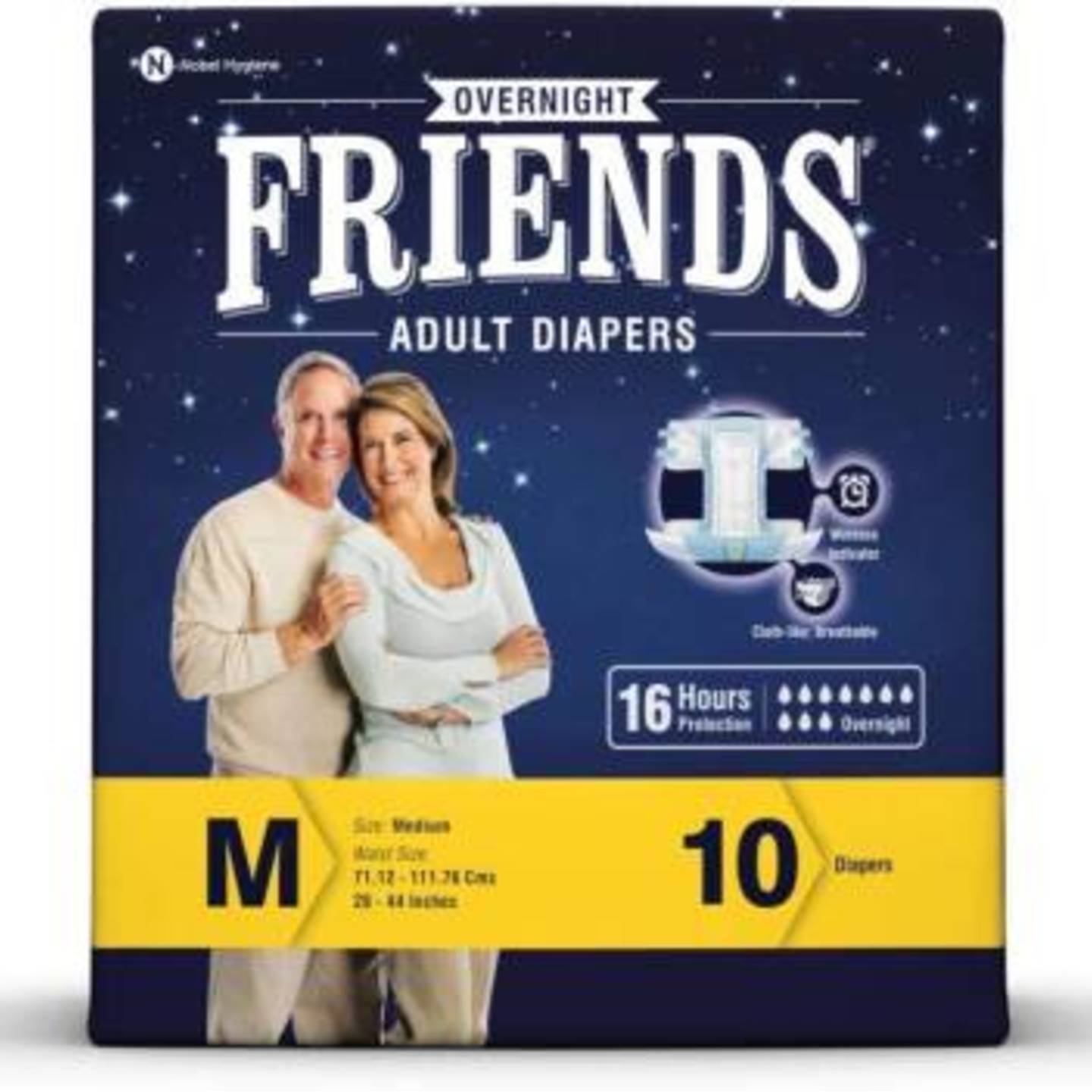 FRIENDS OVERNIGHT ADULT DIAPERS MEDIUM, PACK OF 3  30 Pcs., WITH UPTO 16 HOURS PROTECTION