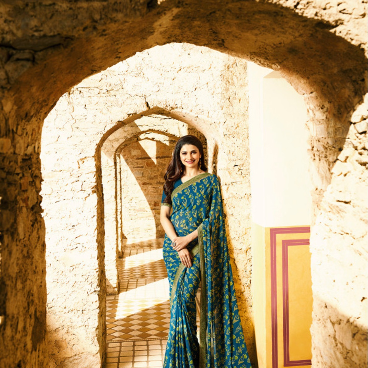 Robe Riche Blue Color Georgette Printed Saree 