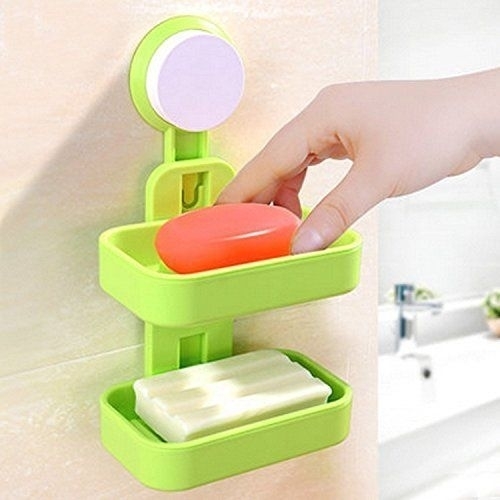 Hanging Double Layer Soap Box Holder With Suction Cup
