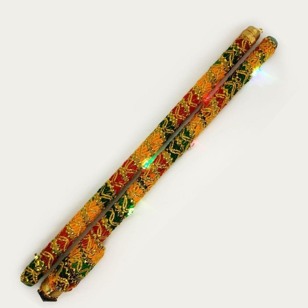 Wooden Led Dandiya Sticks 1 Pair for Navratri