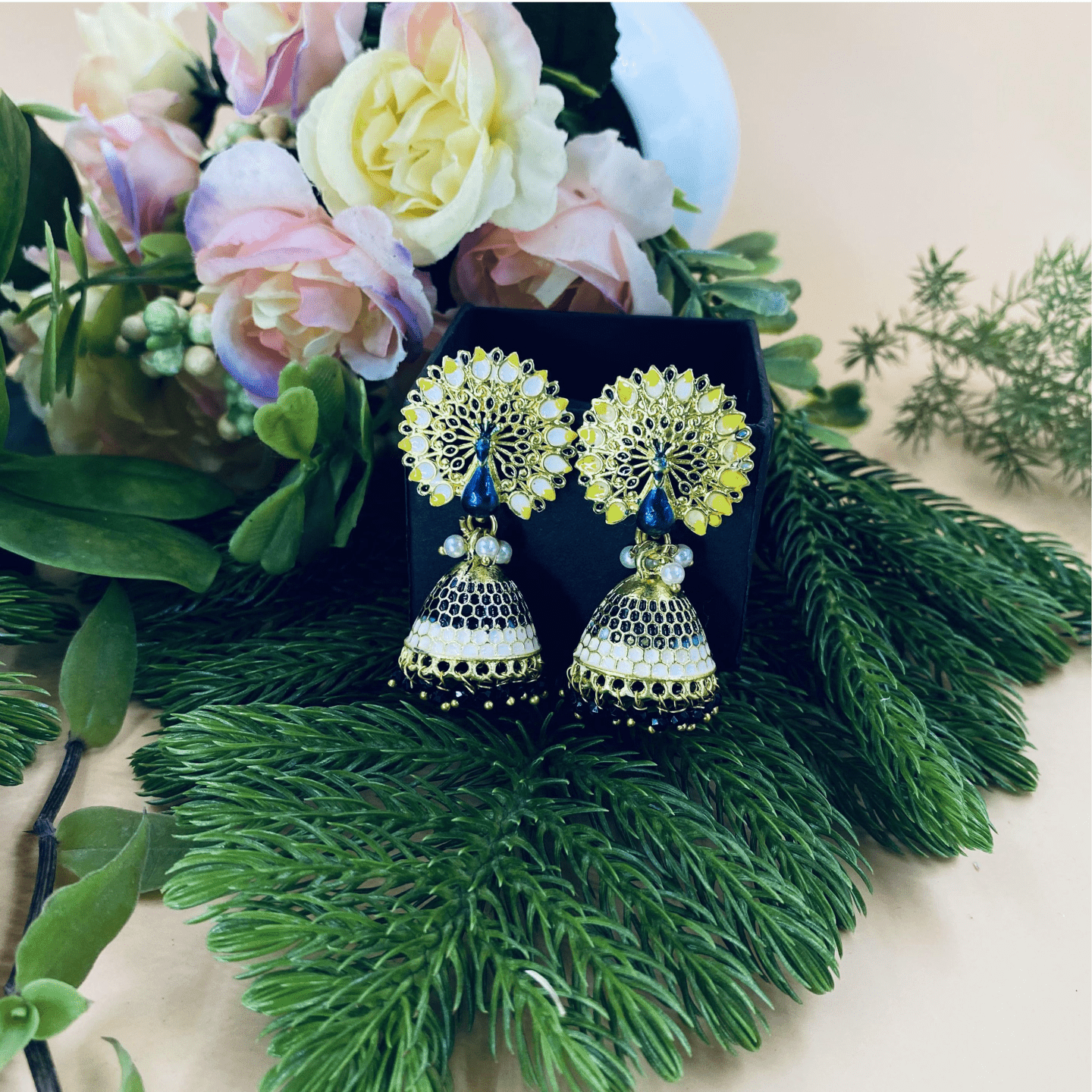 Handpainted Peacock Meenakari Earring