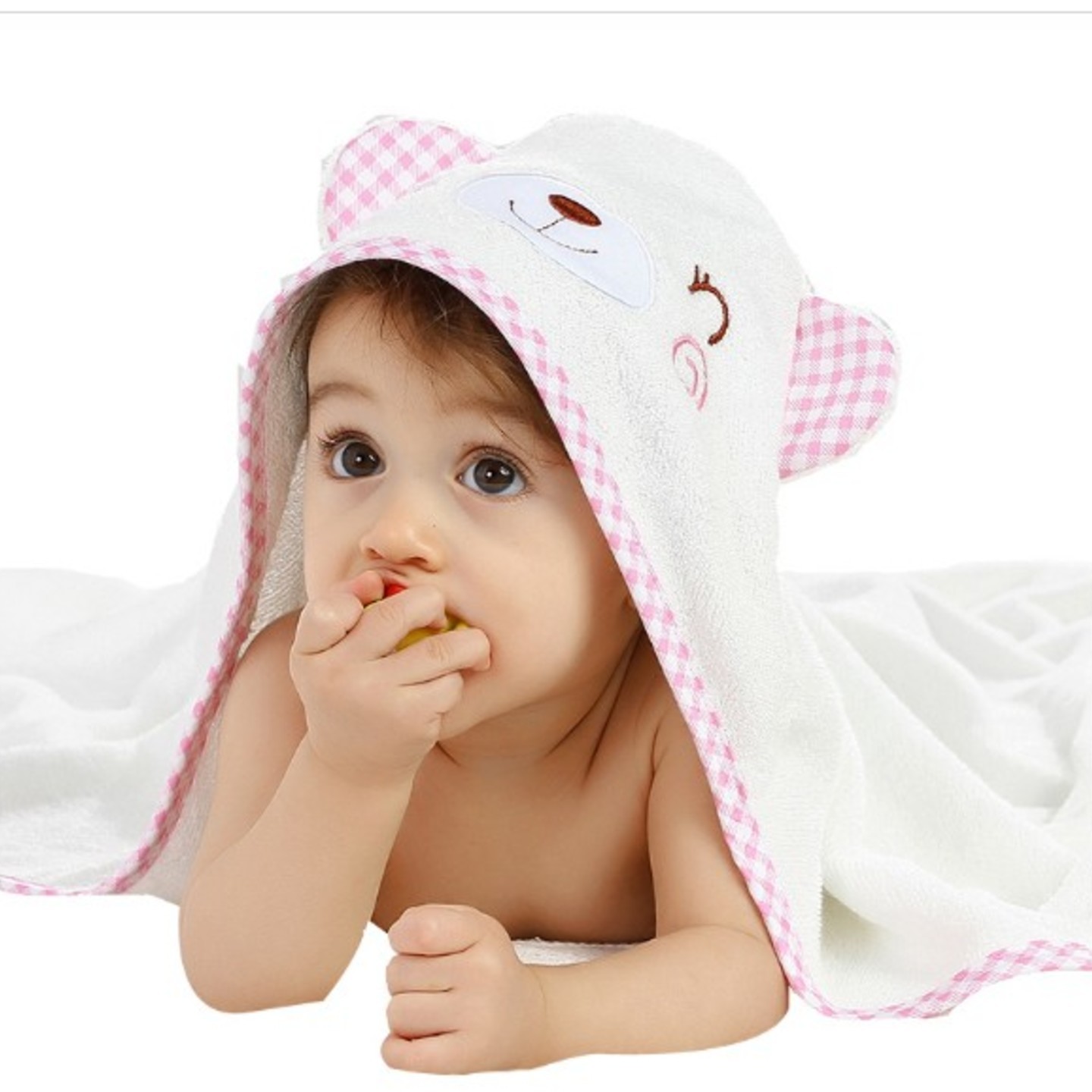 Organic Bamboo Hooded Towel - Pink Shy Bear