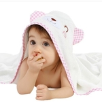 Organic Bamboo Hooded Towel - Pink Shy Bear
