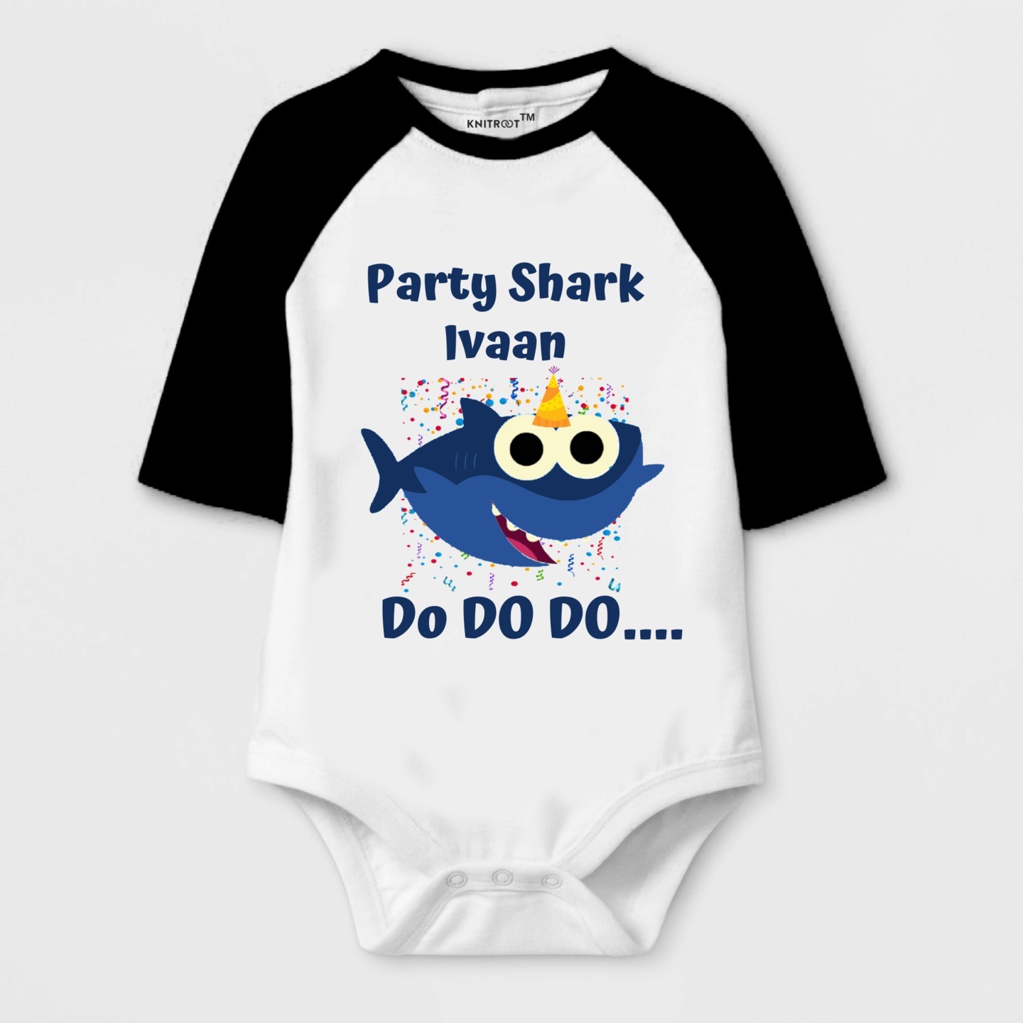 New Year Special Party Shark Print Baby Romper