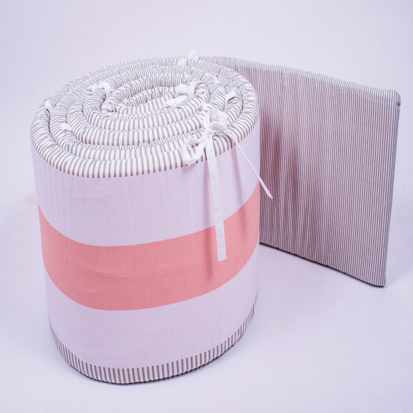 Pink Stripe Organic Baby Cot Bumper