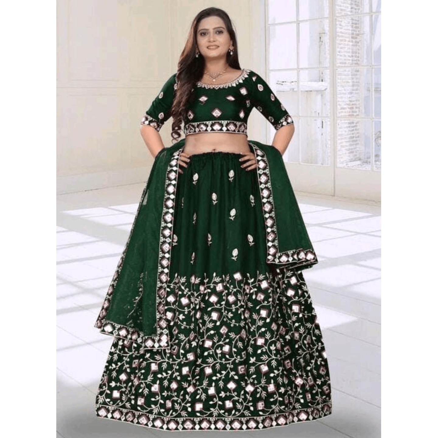 Myra Satin Embroidery Lehenga 