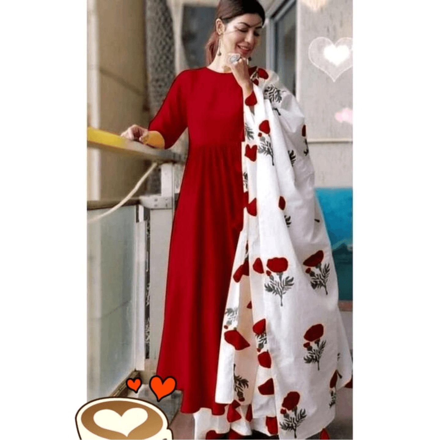 Women Rayon Flared Duppatta set