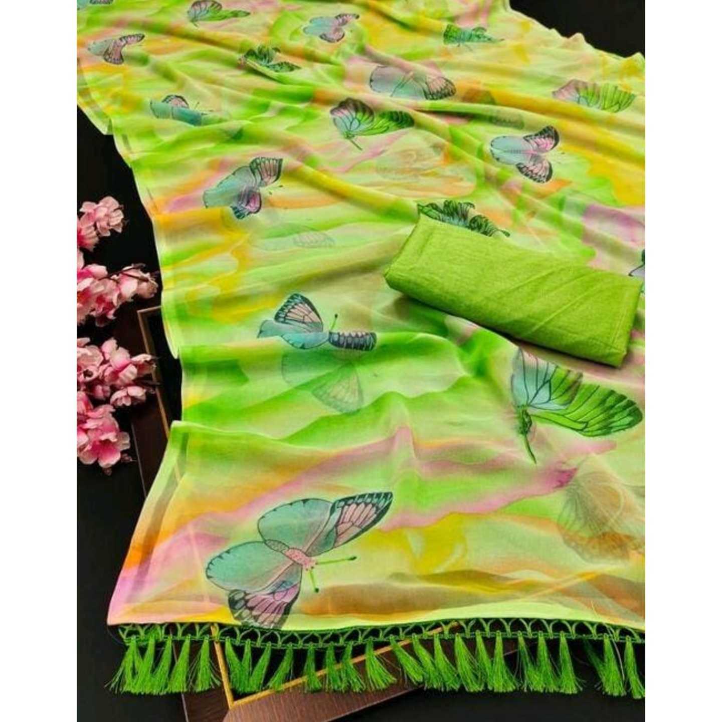 Aagam Georgette Printed Sarees