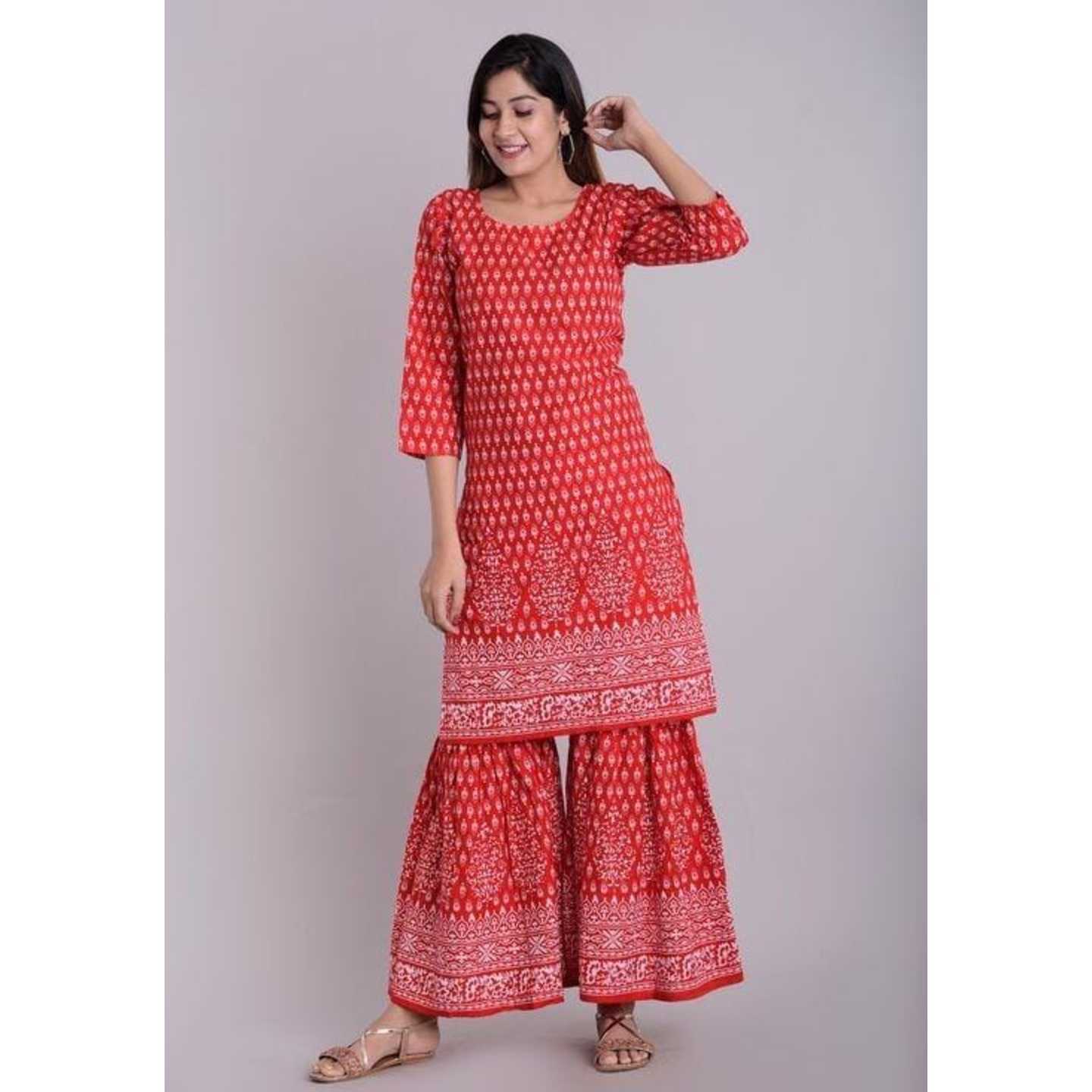 Women Rayon Kurta With Sharara