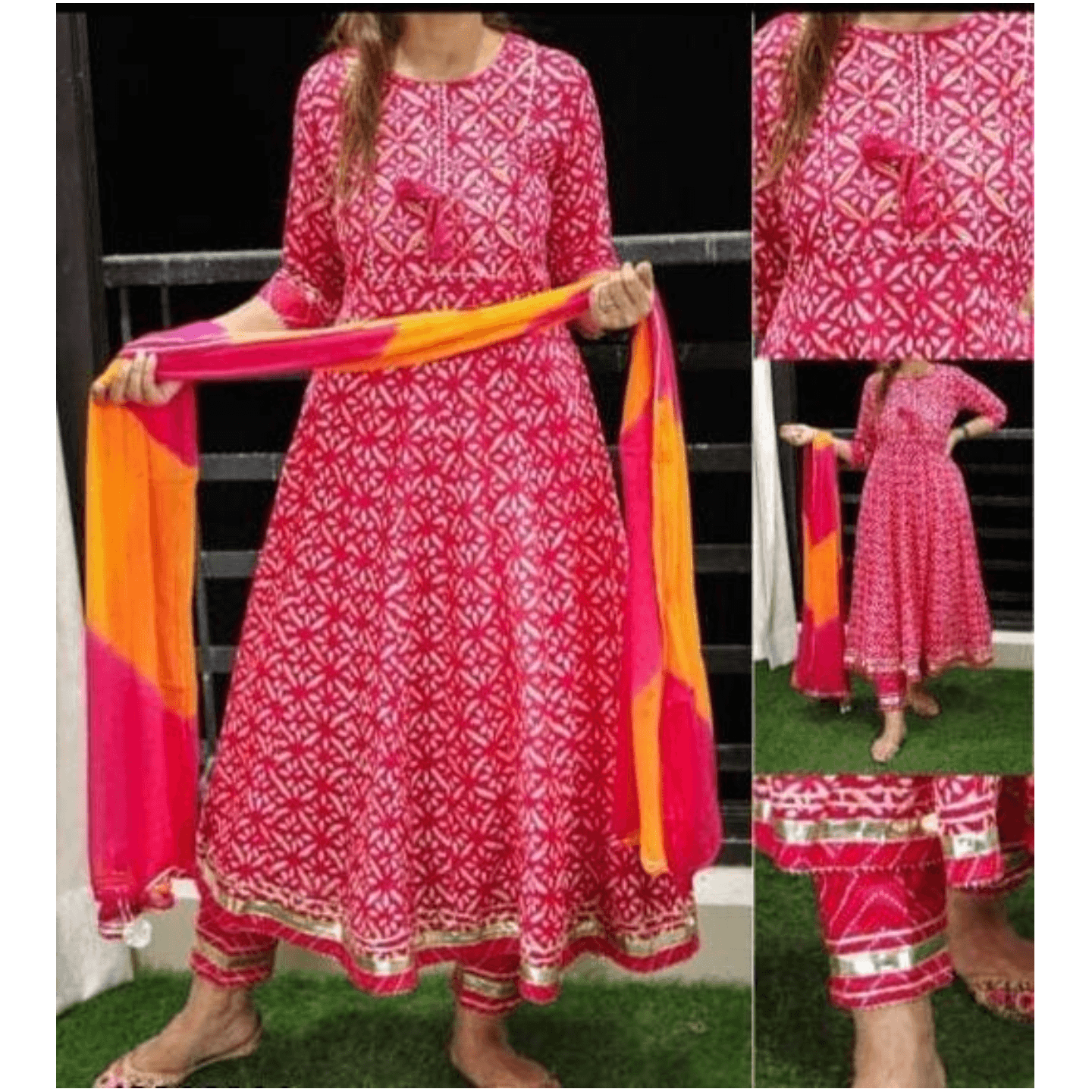 Magenta Rayon Dupatta set