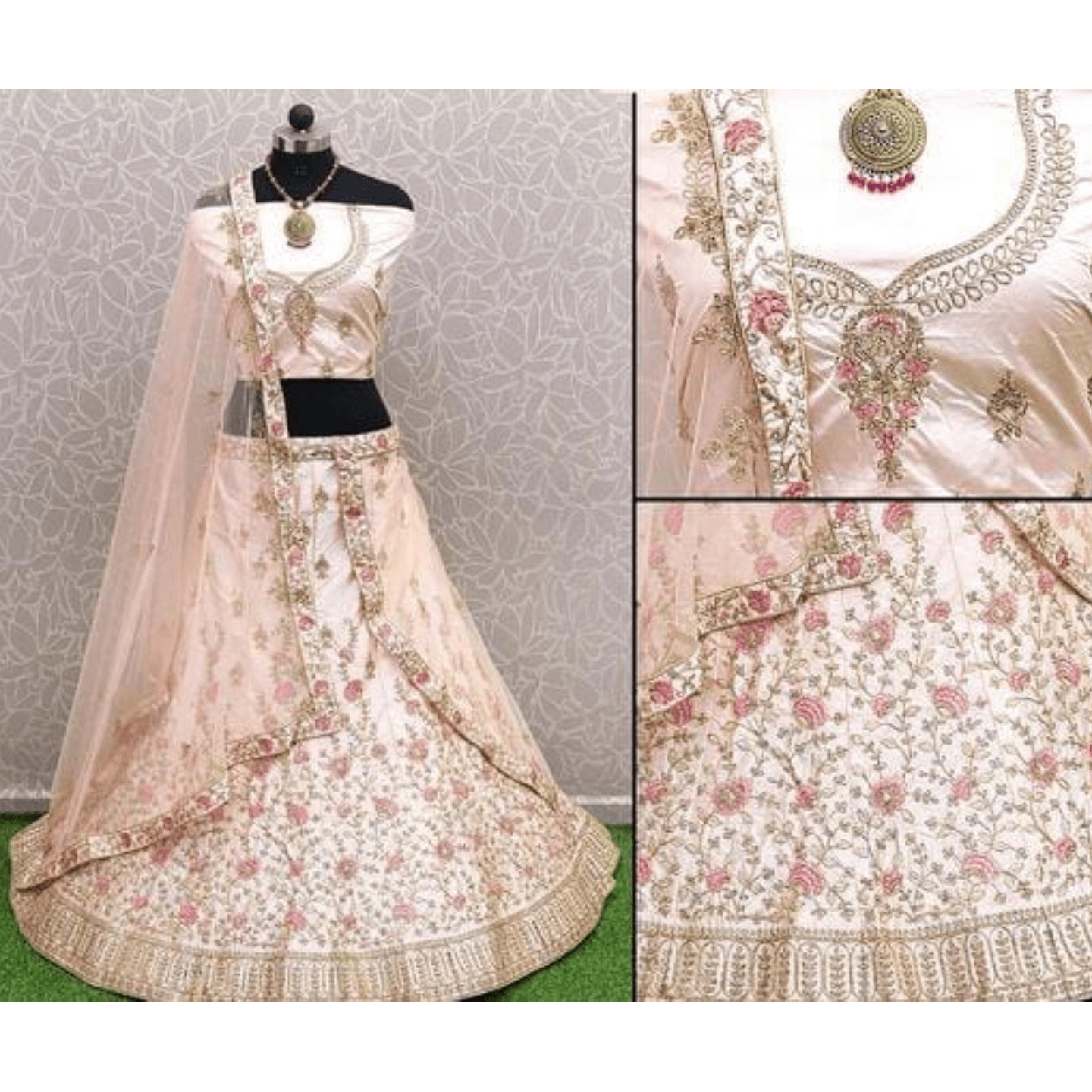 Beautiful Satin Embroidery Coding work Lehenga