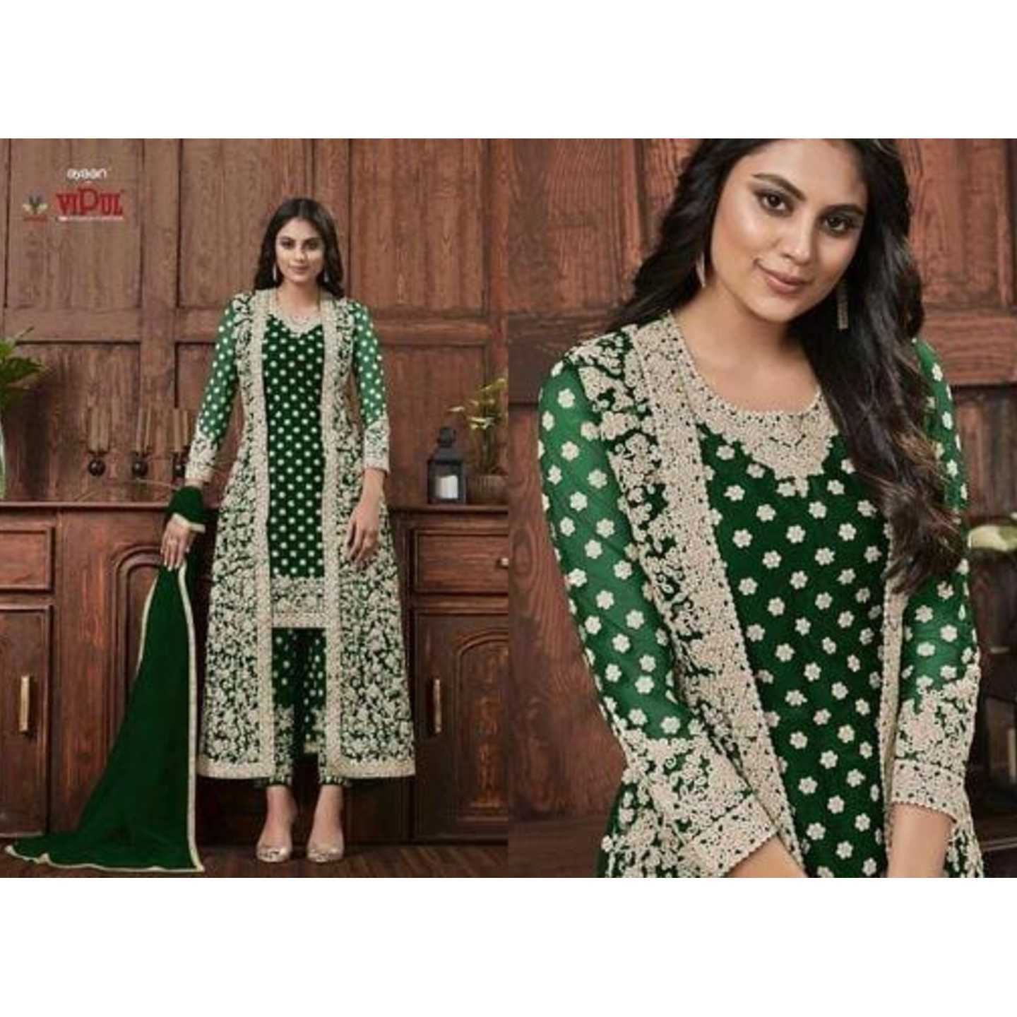 Myra Net Embroidered Semi-Stitched Suits