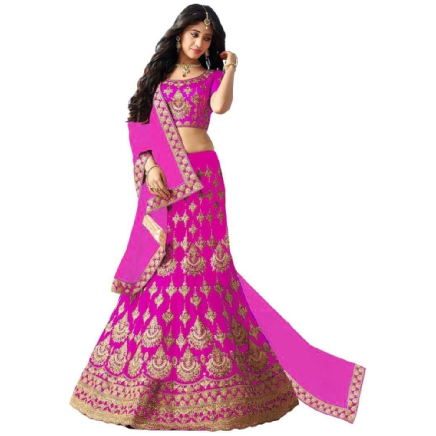 DClothvilla Embroidered Semi Stitched Lehenga Choli