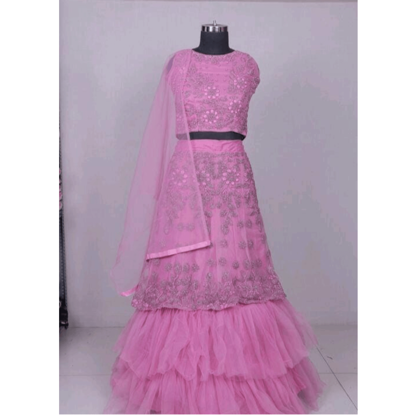 Women Net Embroidered Lehenga