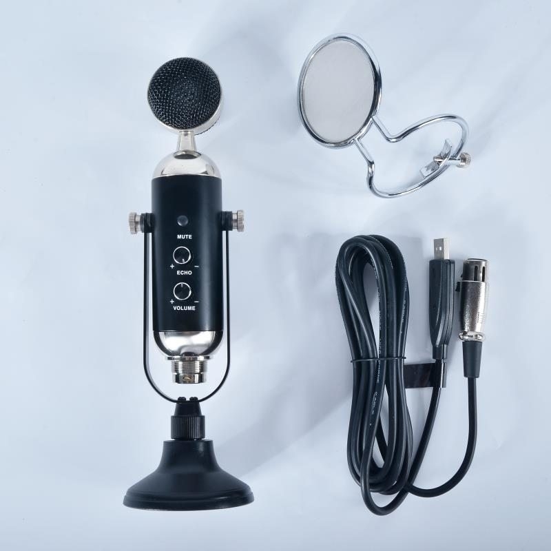 MJOZIK MMU00003 USB Cardioid Condenser Microphone with Classic Stand for Laptop MAC or Windows Professional Studio Recording, Vocals, Streaming Broadcast, Podcast, Black & Silver