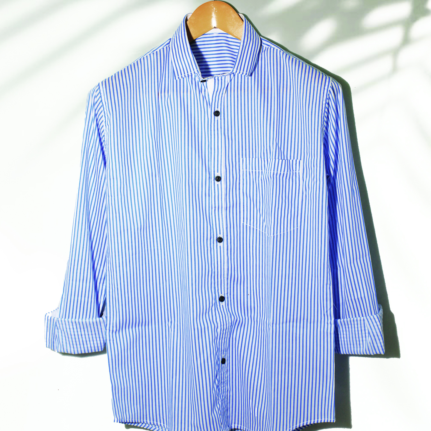 Striped Light blue Full sleeve Regular fit shirt