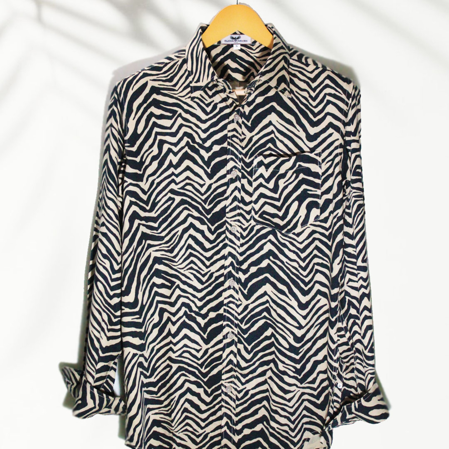 Printed  Black Regular Fit Shirt  with Mask