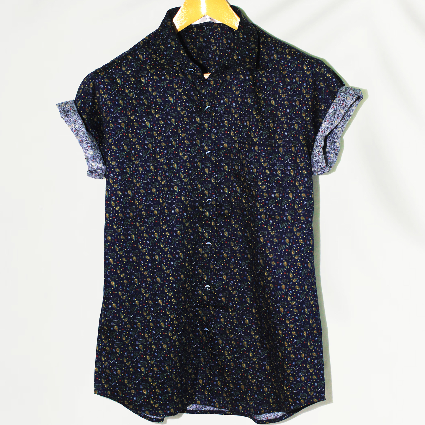 Handsome Paisley printed  Dark blue color Regular fit shirt