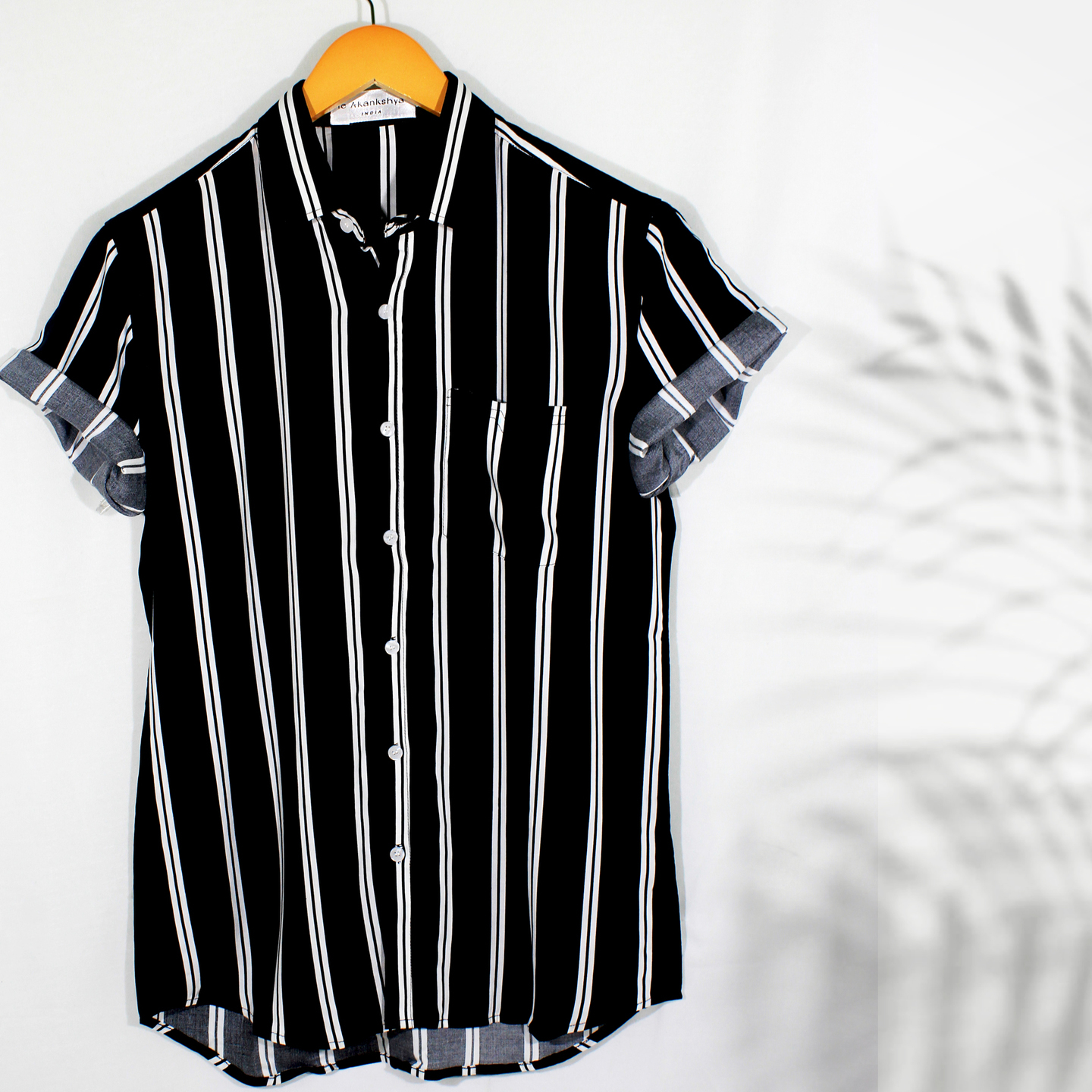 Classic White striped black regular fit casual shirt