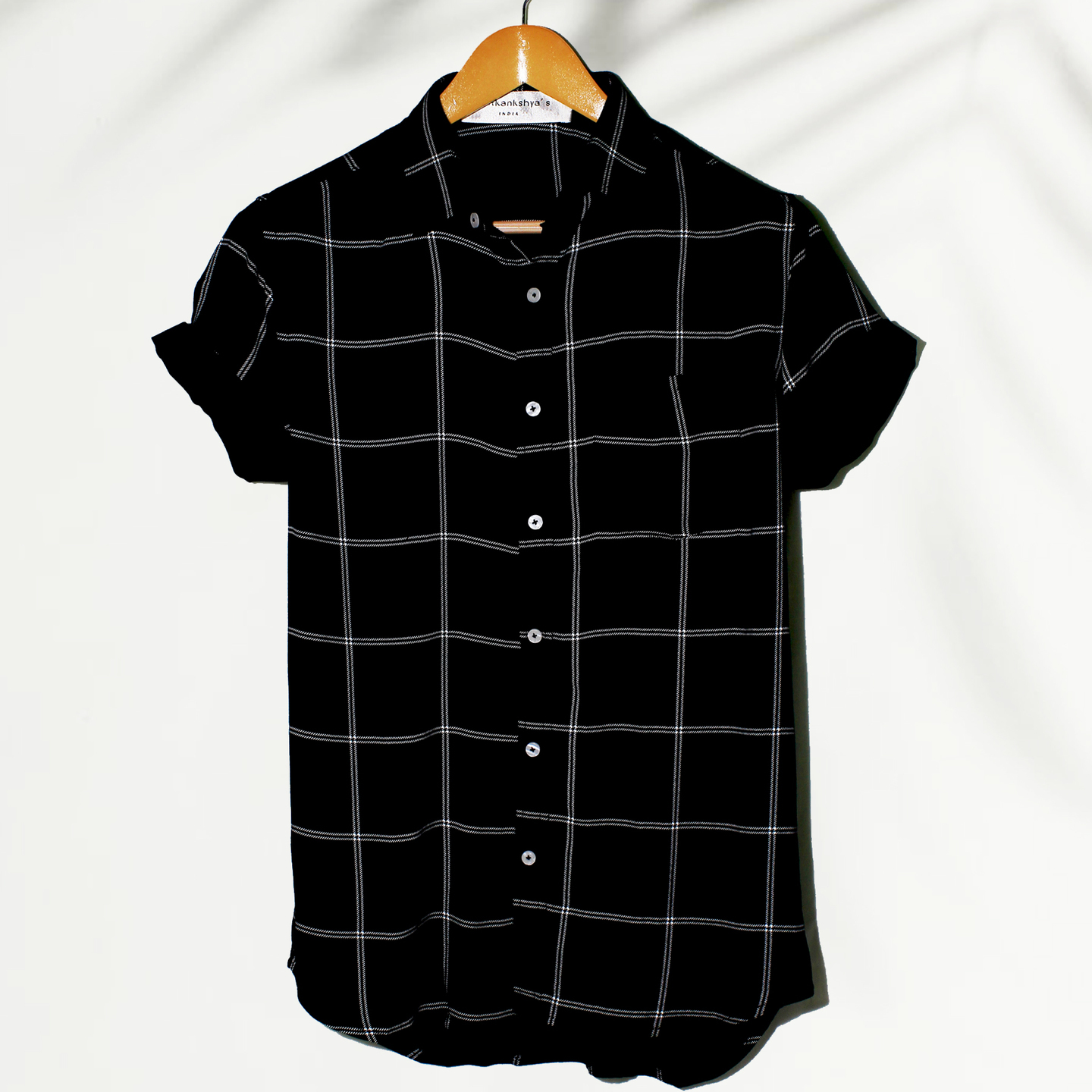 Check printed Zet Black Regular fit casual shirt