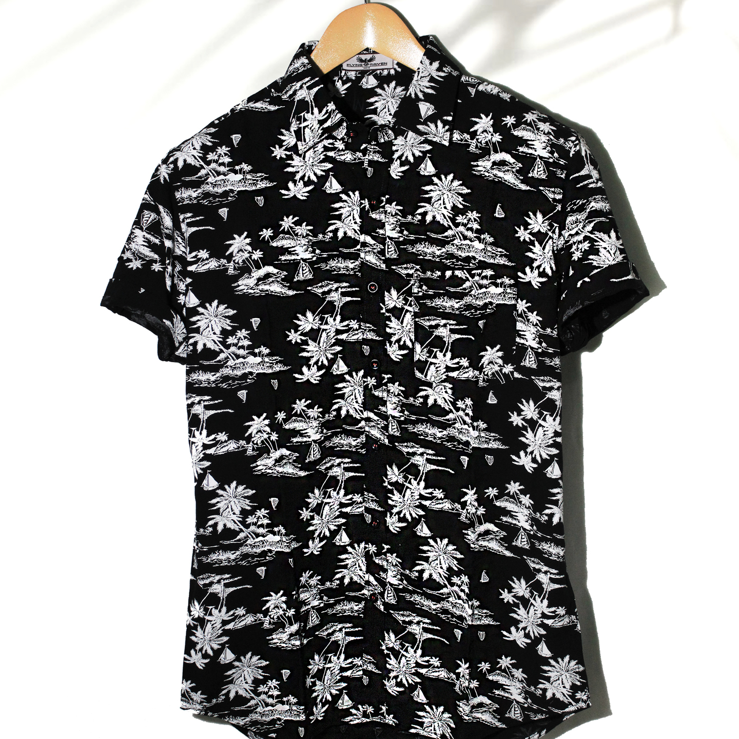 Leaf Printed Black Regular fit shirt