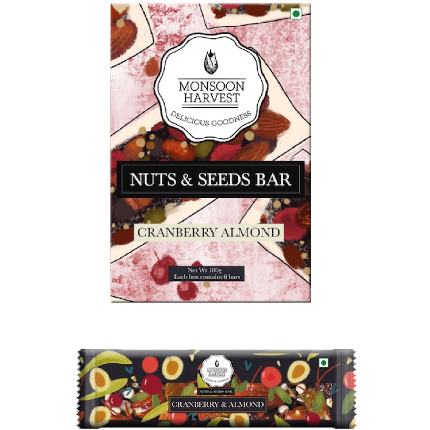 Nuts & Seeds Bar - Cranberry & Almond (Pack of 6)