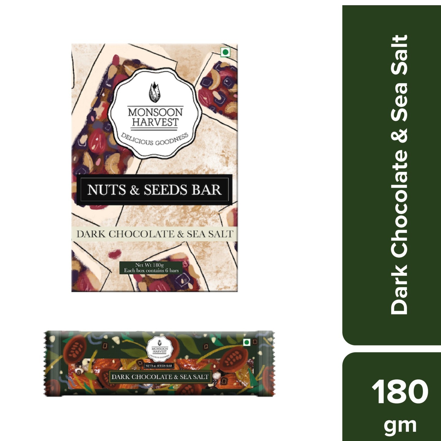 Nuts & Seeds Bars - Dark Chocolate & Sea Salt (Pack of 6)