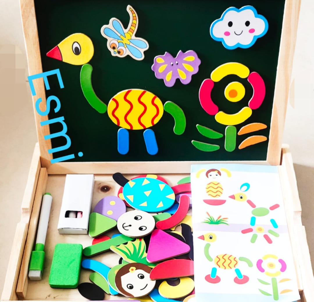 Esmi®- *Magnetic Wooden 3in1 Easel Double Side Board*