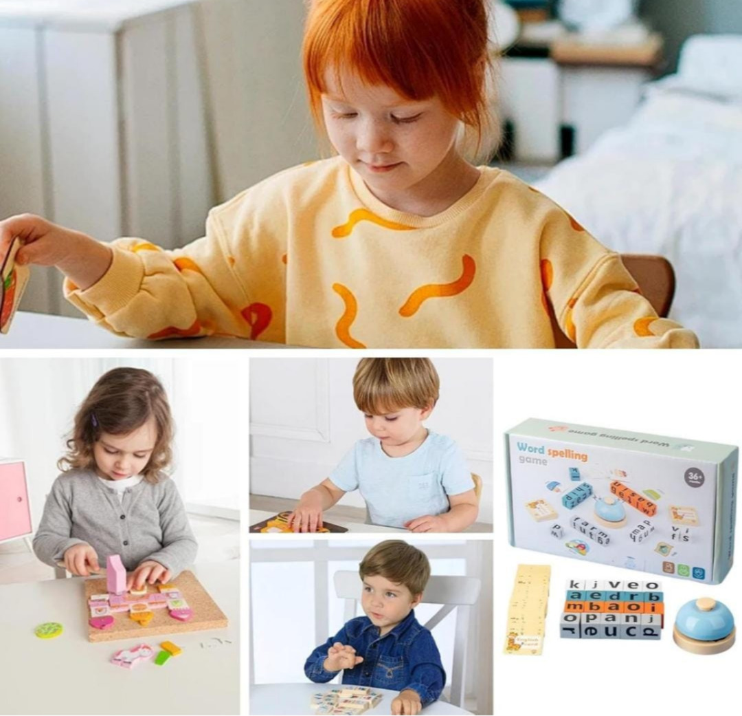 Esmi®- *Spelling Game*

4 sets of 4 cubes , cards, bell