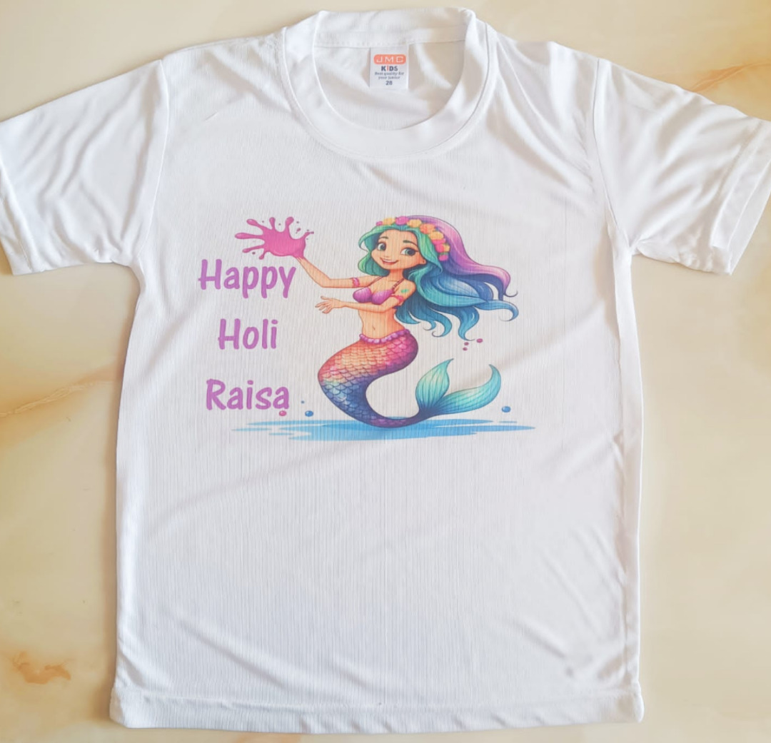 Esmi®- *Colorful HOLI T-SHIRT with your Name and favourite cartoon*
