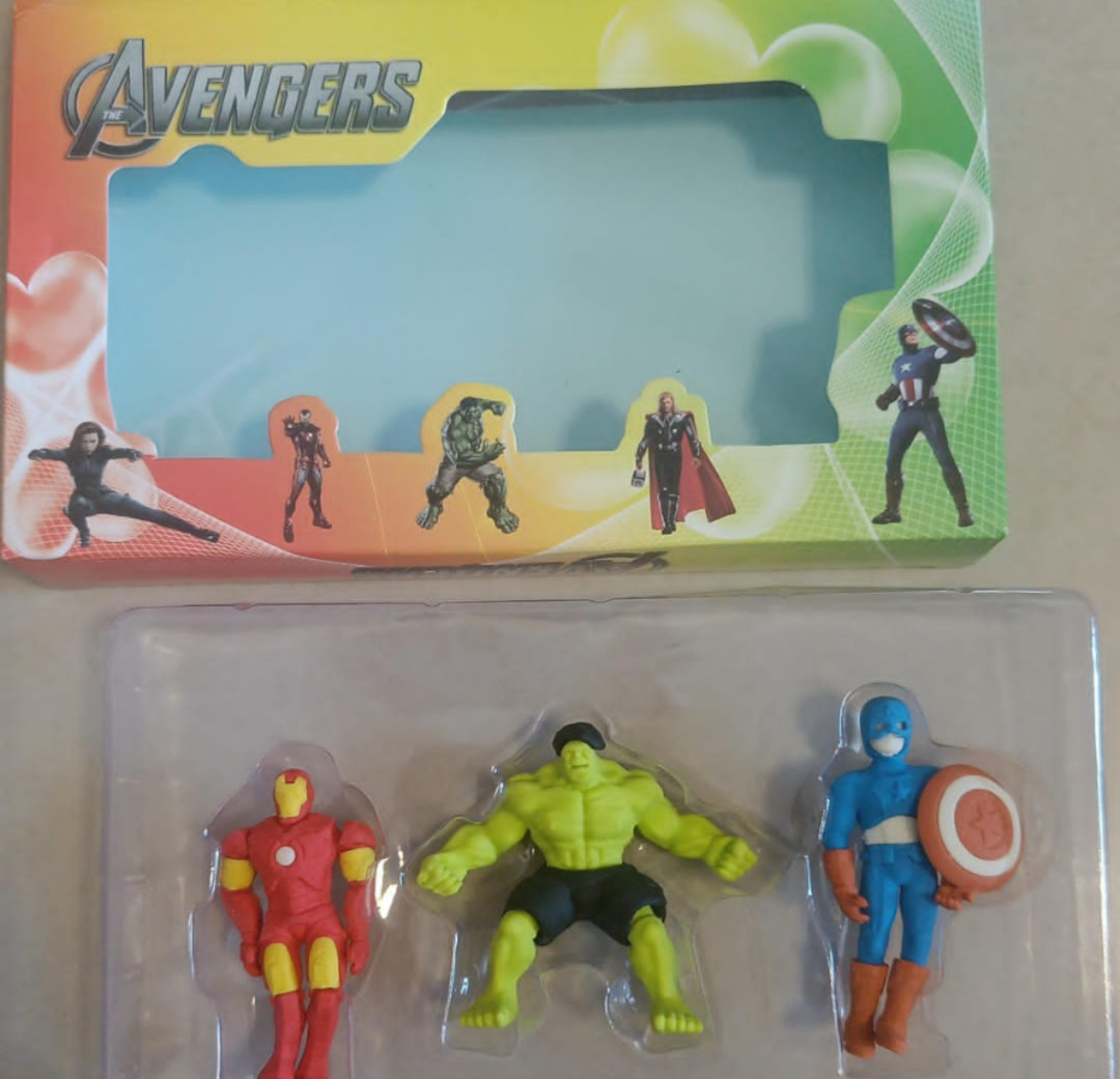 Esmi®- *Avengers Eraser Set of 3 pc*

Size Aprox 3" figure, Erasers, Box packing.