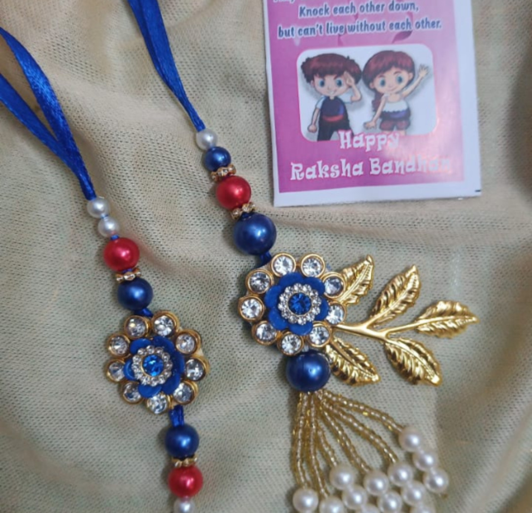 Esmi®- *Flower Studded  Rakhi & Lumba set*