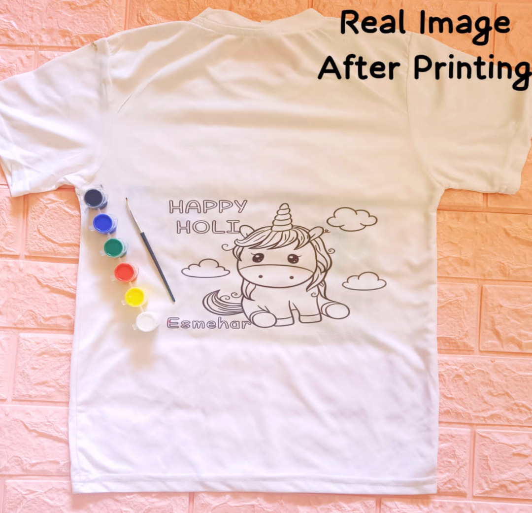 Esmi®- *DIY HOLI T-SHIRT kit with your Name and favourite cartoon printed*
