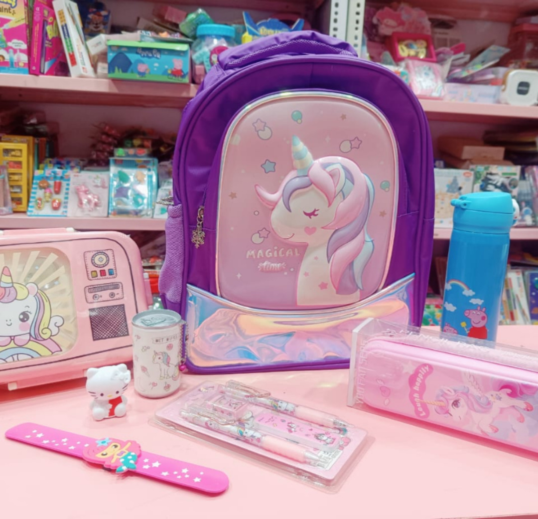 Esmi- Holographic Hardcase School Bag Combo - Unicorn