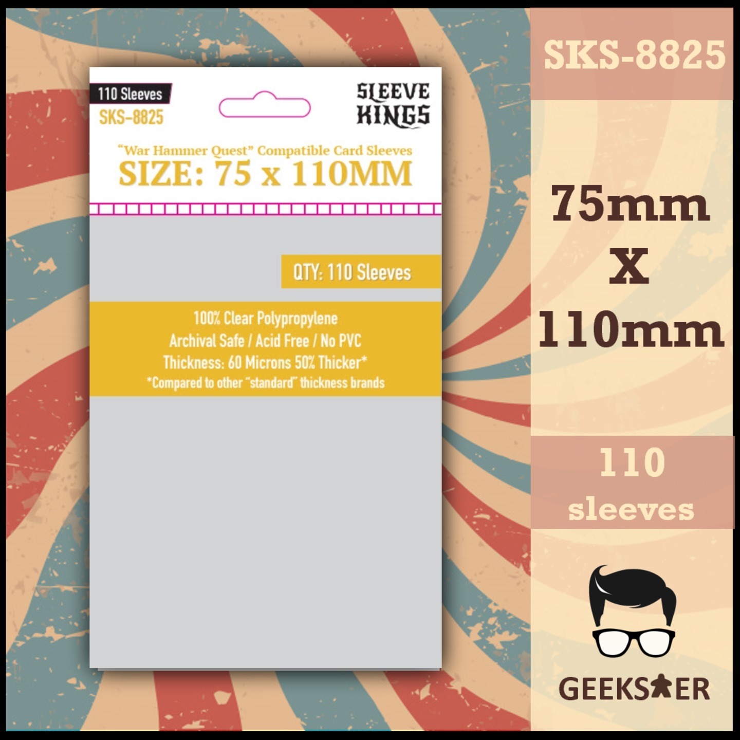 8825 Sleeve Kings War Hammer Quest Compatible 75 X 110mm
