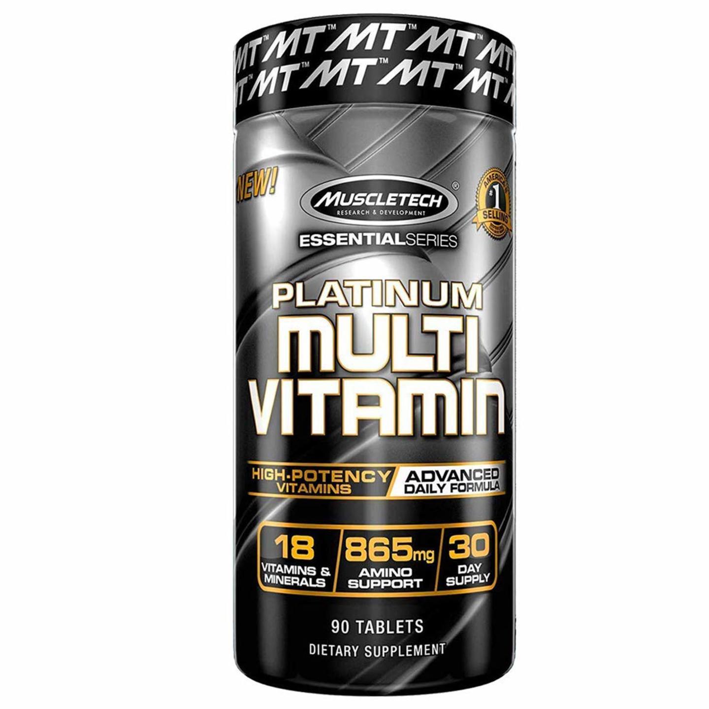 Muscletech Essential Series Platinum Multi Vitamin 18 Vitamins & Minerals, 865mg Amino Support - 90 Tabs