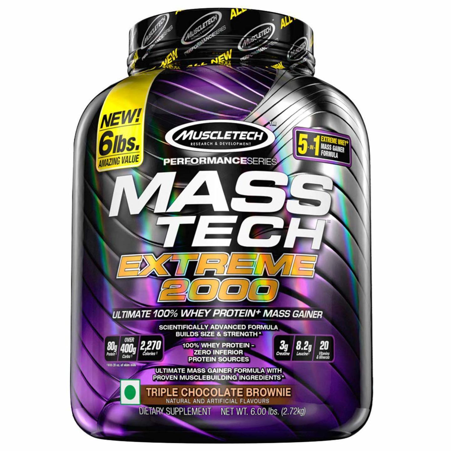 Muscletech Performance Series Mass Tech Extreme 2000 (3g Creatine, 8.2g Leucine, 20 Vitamins & Minerals) - 6lbs (2.72kg) 