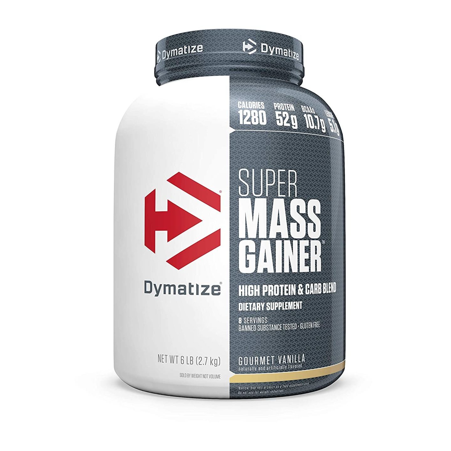 Dymatize Super Mass Gainer Protein Supplement with Digestive Enzymes, Gourmet Vanilla, 6 lbs