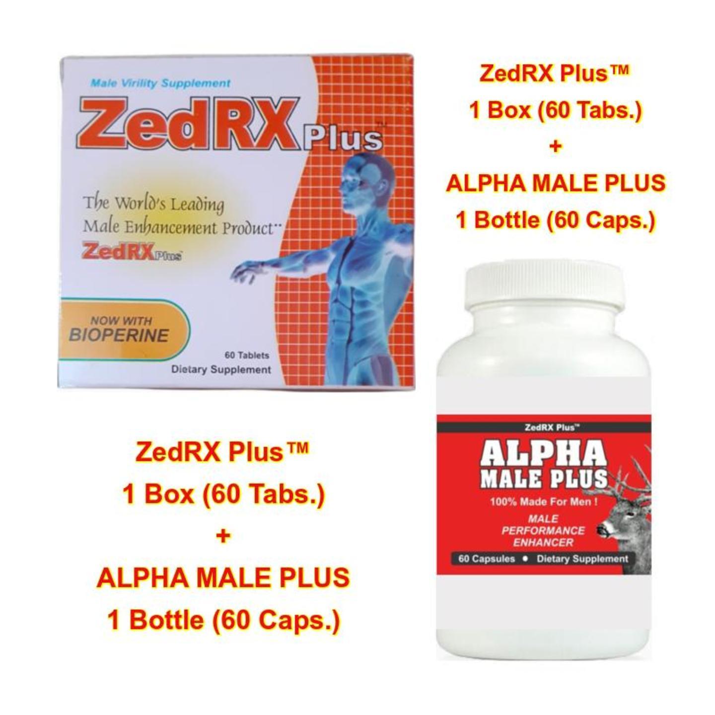 ZedRX Plus - Penis Erection & Enlargement Pills - One Box - 60 Tablets & ALPHA MALE PLUS - Sexual Performance Enhancement & Erection Pills - One Bottle - 60 Capsules Combo Pack
