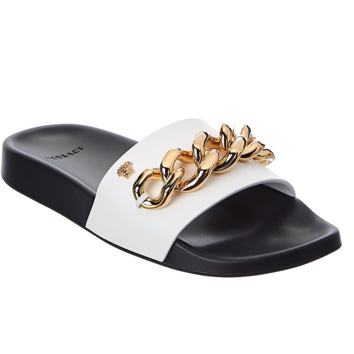 Versace chain-embellished Medusa white slides